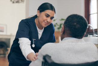 caregiver checking senior